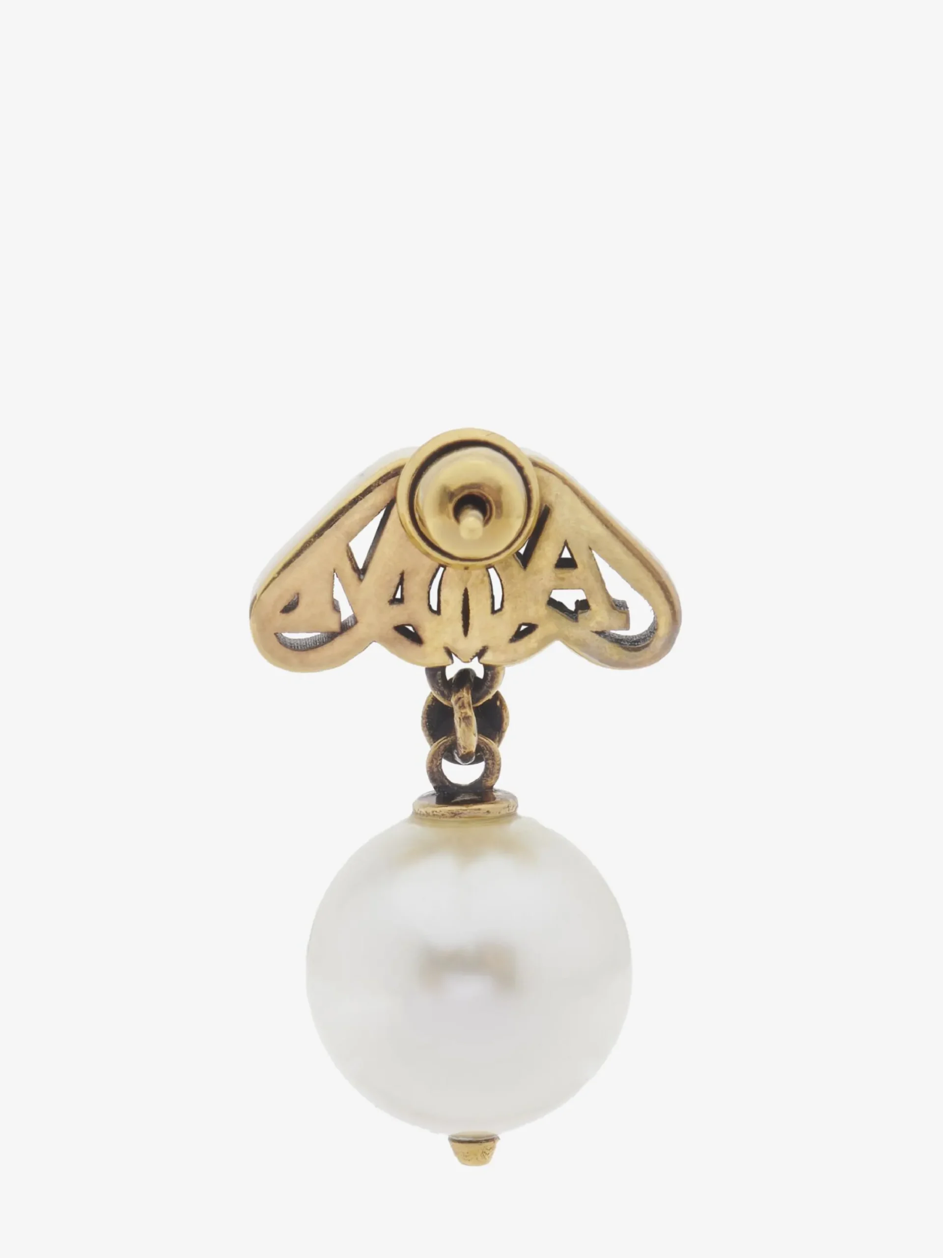 Shop Alexander McQueen Women's Seal Logo Pearl Earrings in Gold