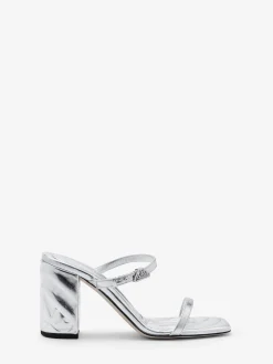 Shop Alexander McQueen Women's Seal Strap Mule in Silver
