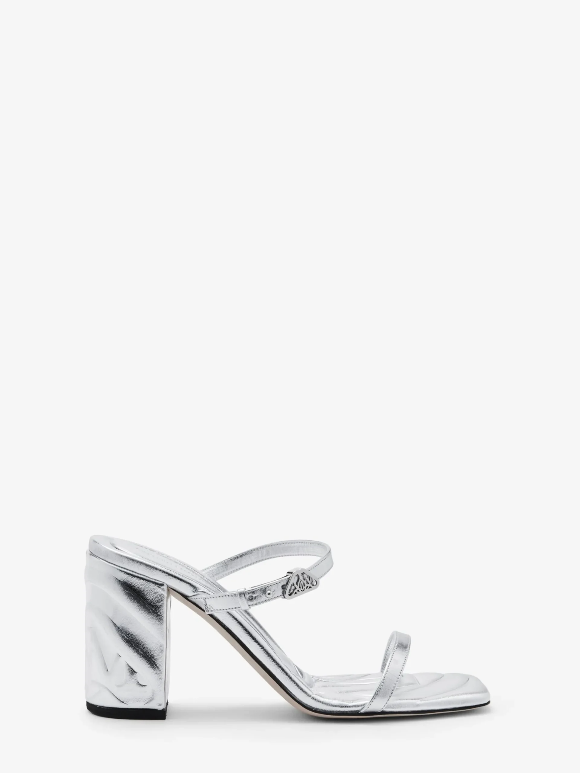 Shop Alexander McQueen Women's Seal Strap Mule in Silver