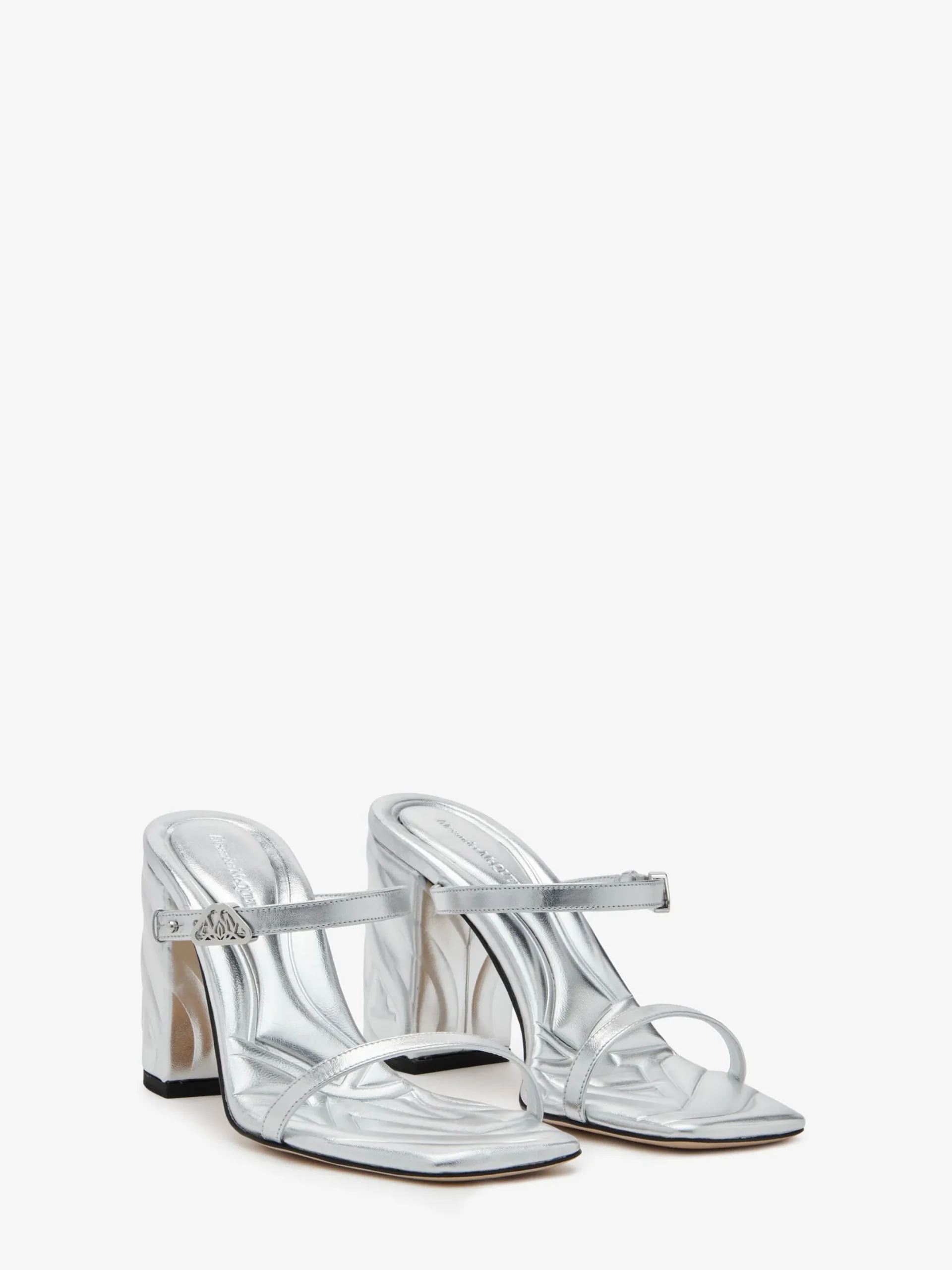 Shop Alexander McQueen Women's Seal Strap Mule in Silver