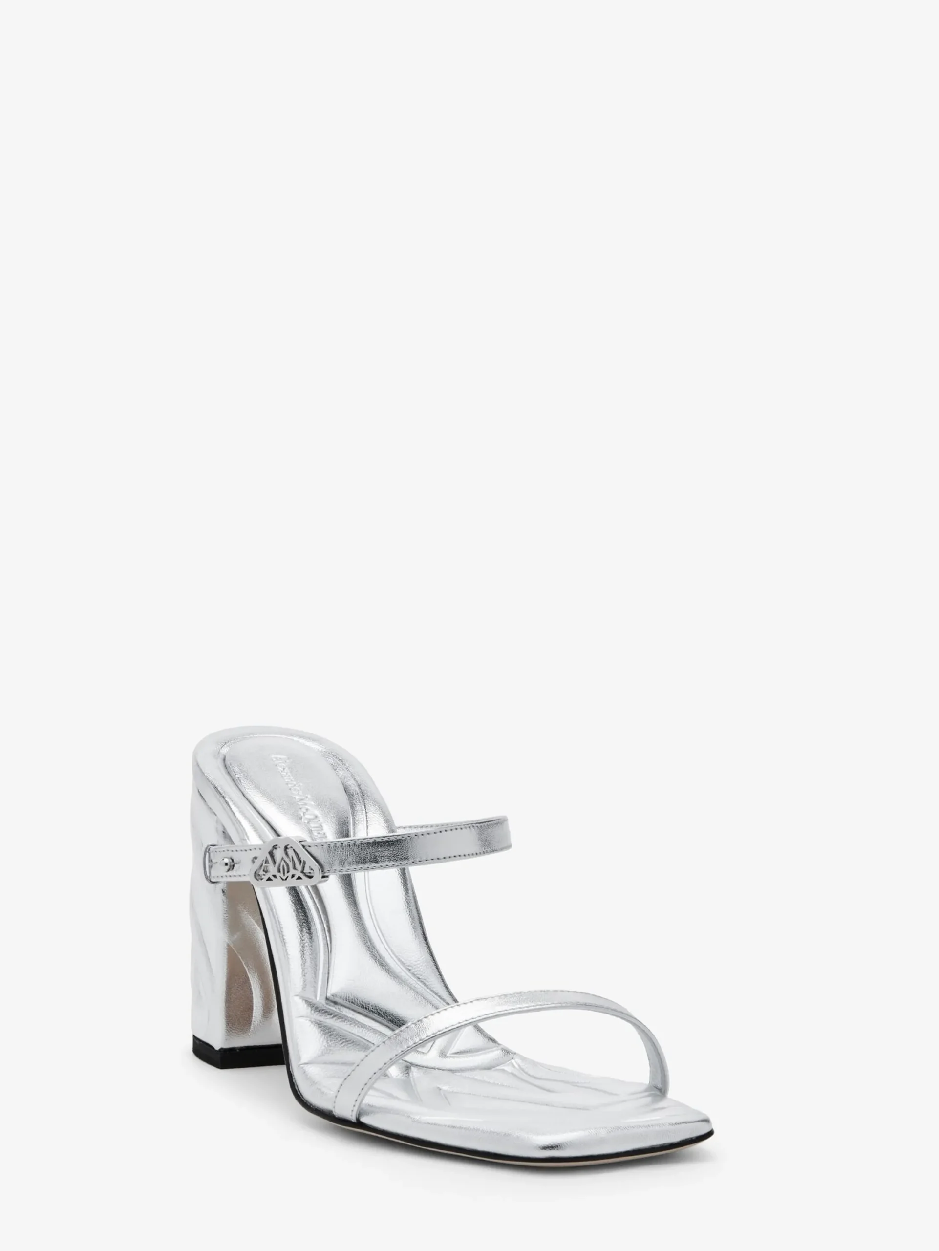 Shop Alexander McQueen Women's Seal Strap Mule in Silver