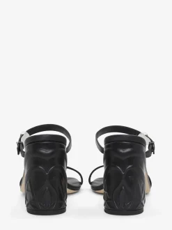 Outlet Alexander McQueen Women's Seal Strap Mule in Black/Silver