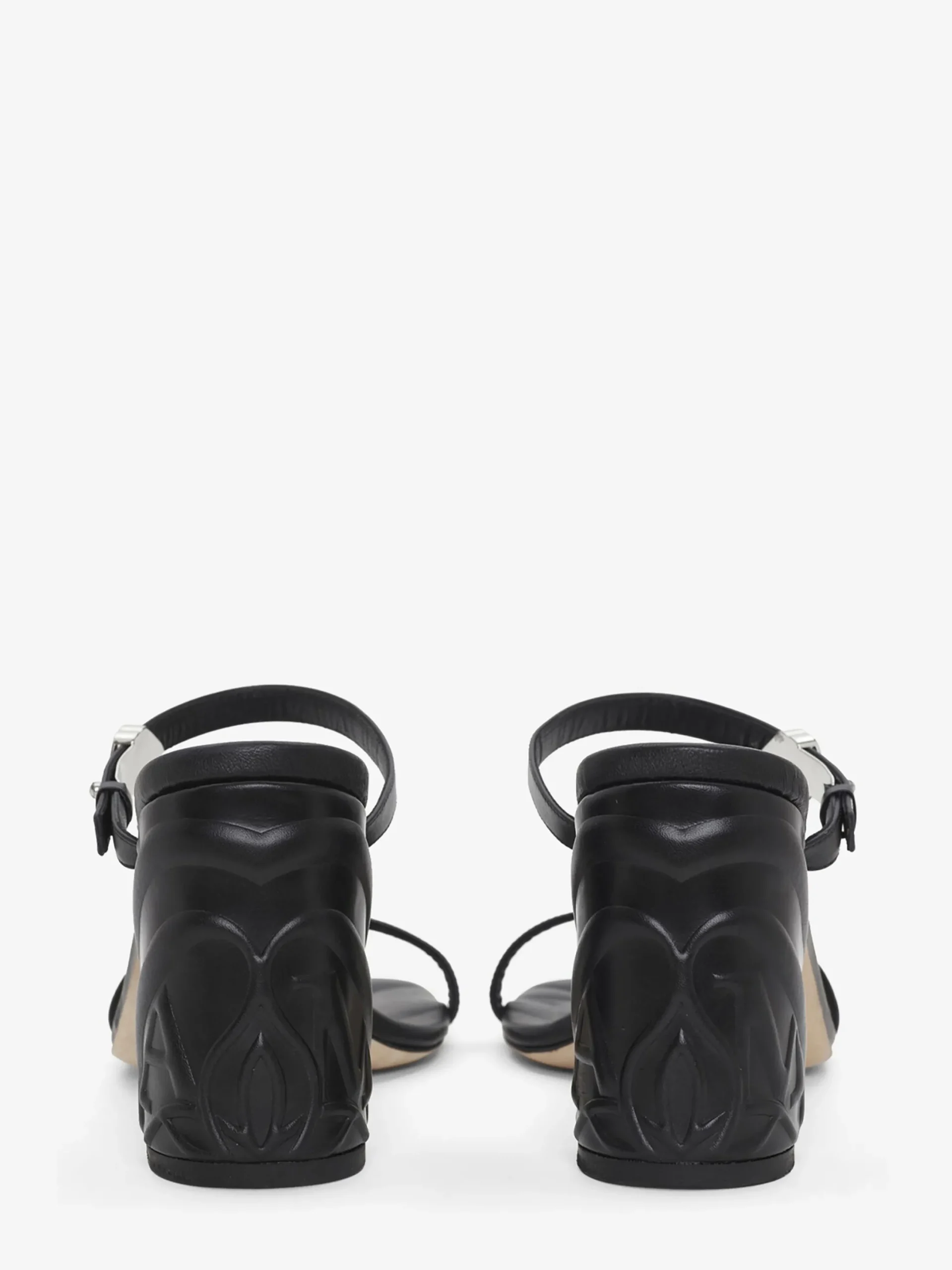 Outlet Alexander McQueen Women's Seal Strap Mule in Black/Silver