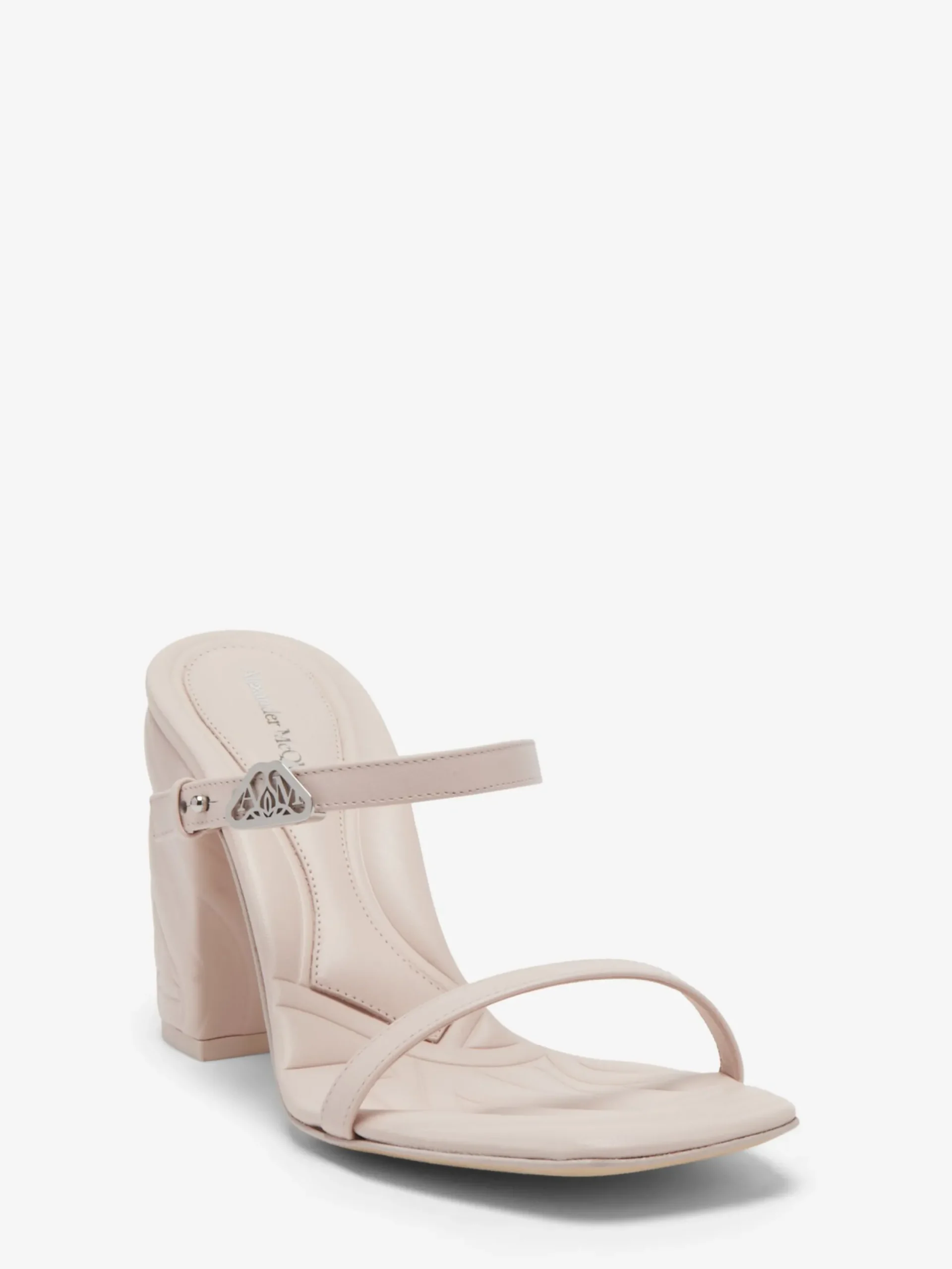 Sale Alexander McQueen Women's Seal Strap Mule in Clay/Silver
