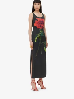 Sale Alexander McQueen Women's Shadow Rose Pencil Dress in Black