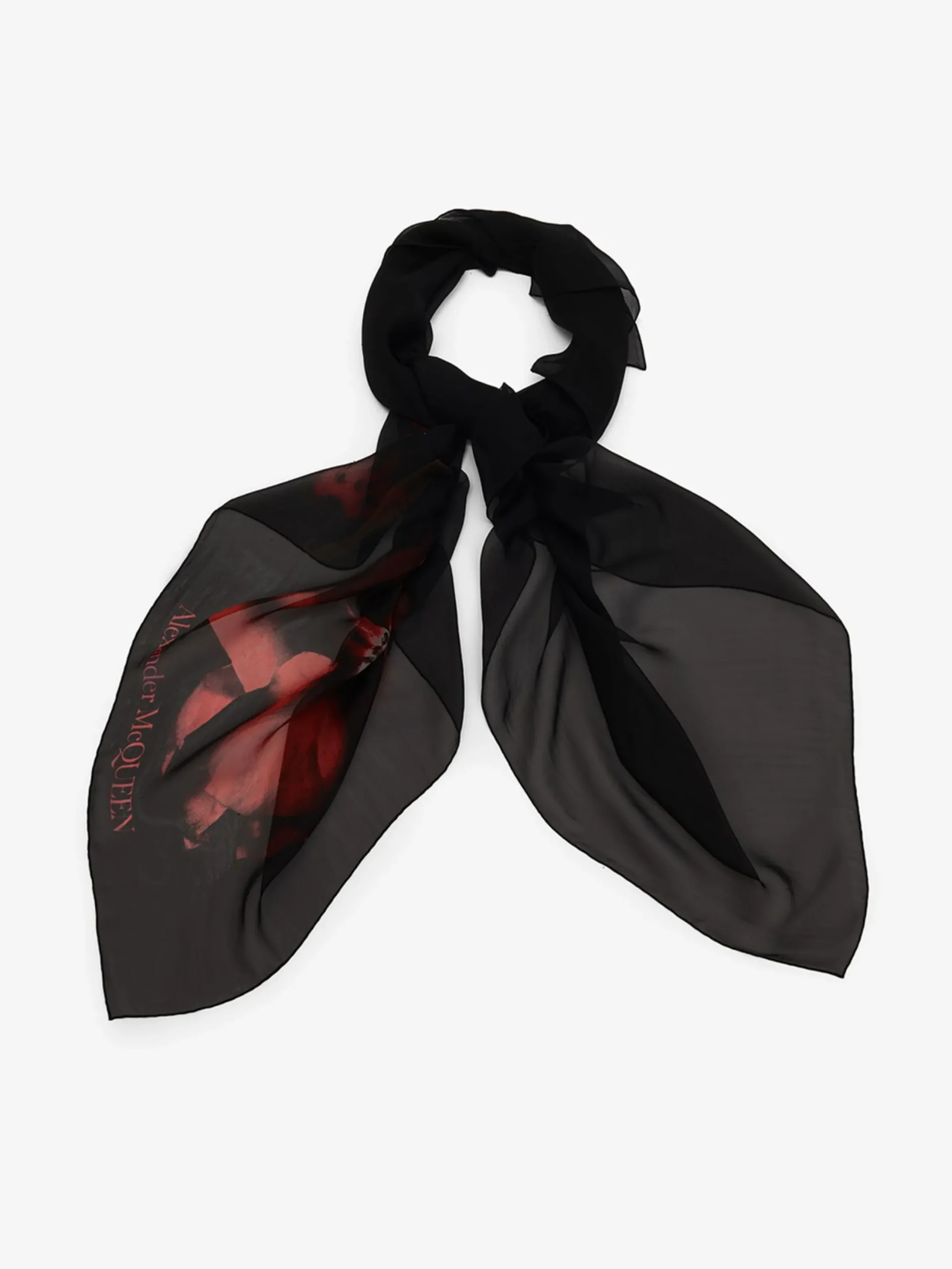 New Alexander McQueen Women's Shadow Rose Shawl in Black/Red/Green