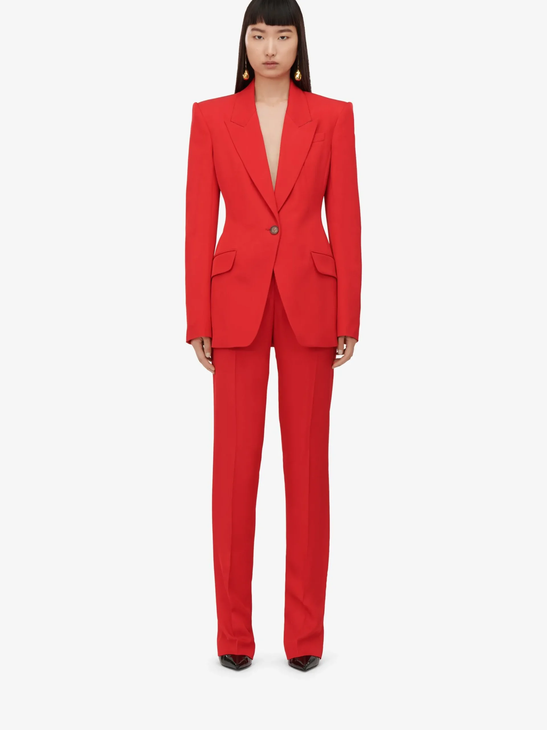 Cheap Alexander McQueen Women's Single-breasted Jacket in Lust Red