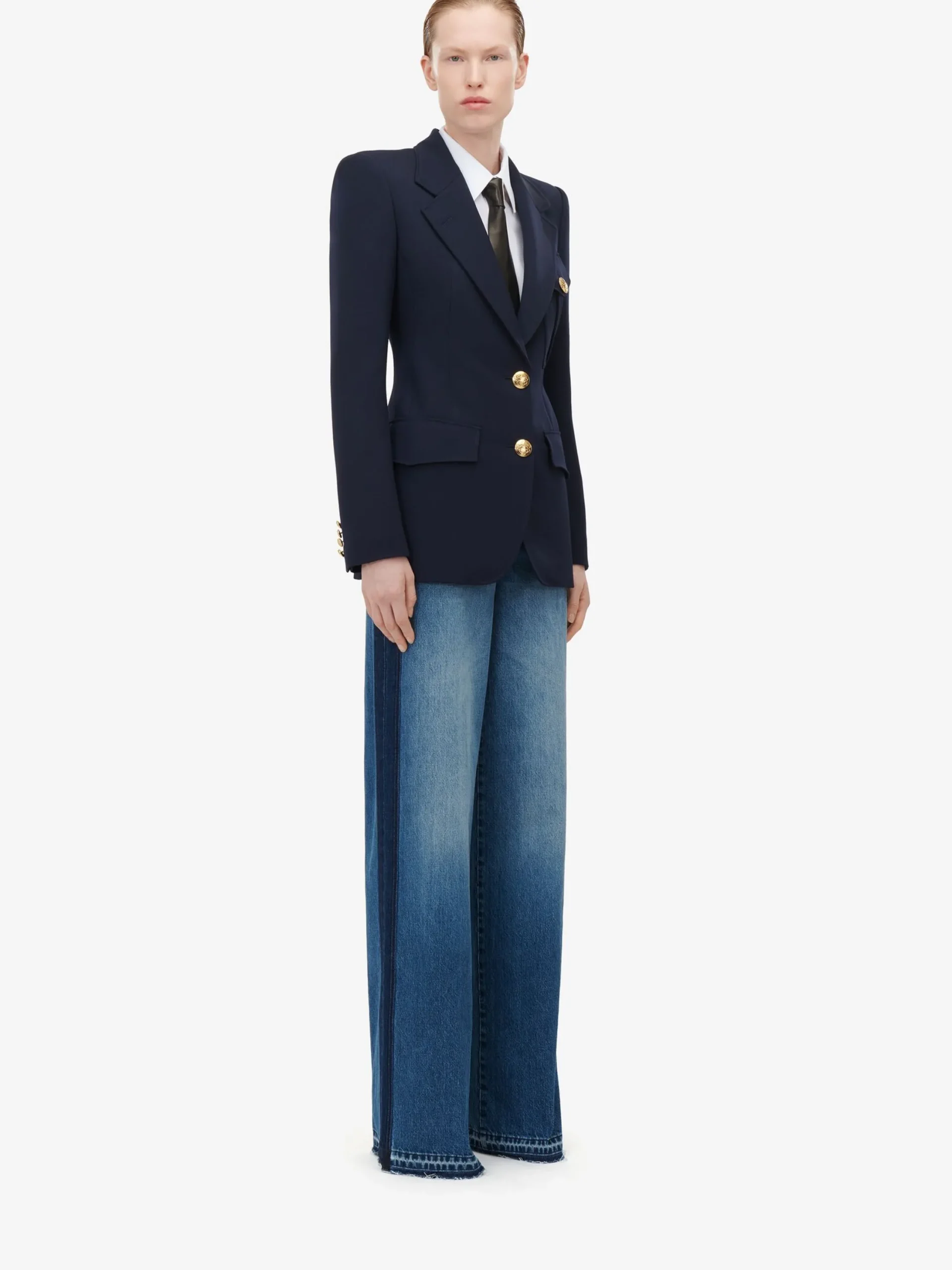 Store Alexander McQueen Women's Single-breasted Military Jacket in Navy