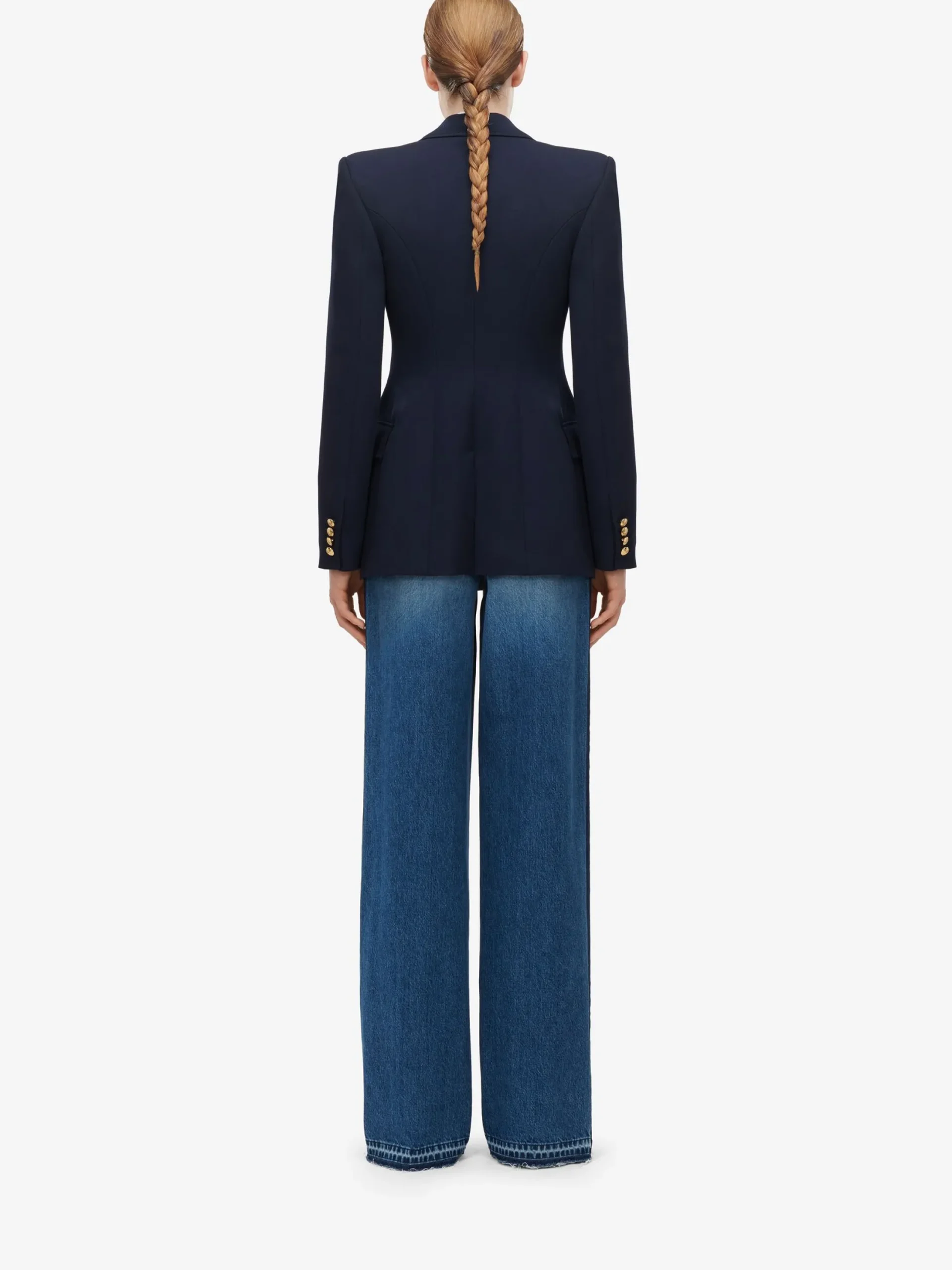 Store Alexander McQueen Women's Single-breasted Military Jacket in Navy