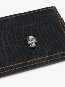 Sale Alexander McQueen Women's Skull Card Holder in Denim