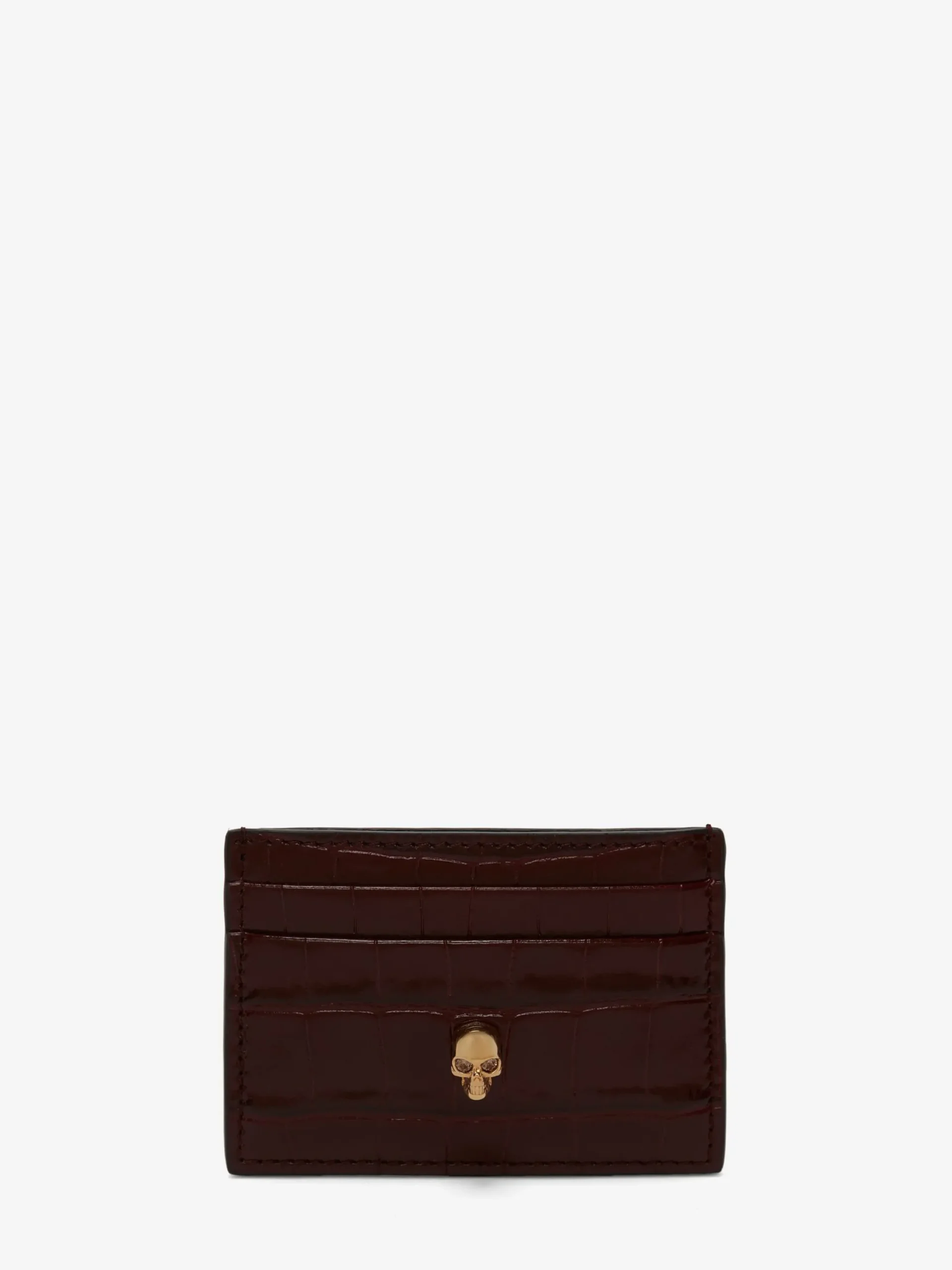 Cheap Alexander McQueen Women's Skull Card Holder in Burgundy