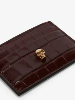 Cheap Alexander McQueen Women's Skull Card Holder in Burgundy