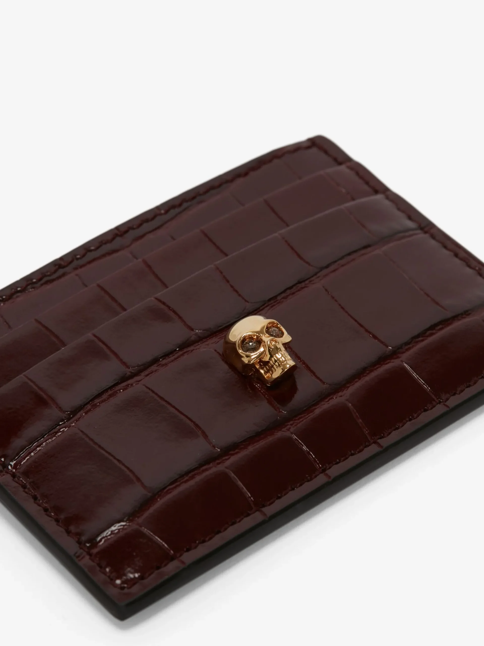 Cheap Alexander McQueen Women's Skull Card Holder in Burgundy