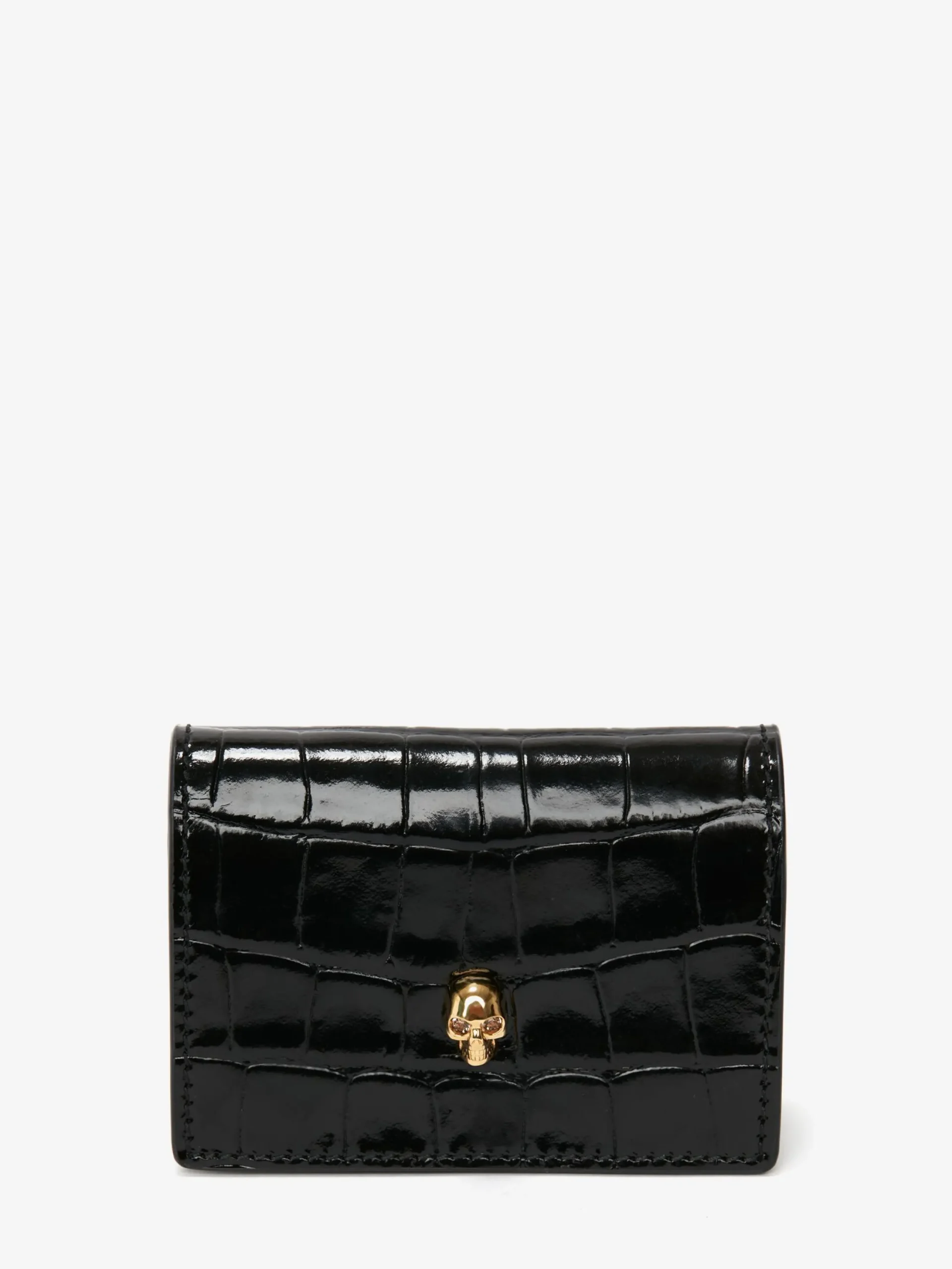 Online Alexander McQueen Women's Skull Card Holder With Chain in Black