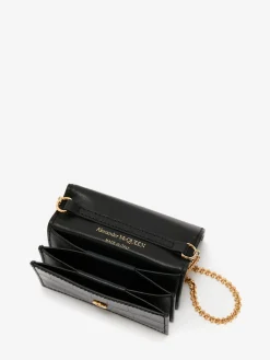Online Alexander McQueen Women's Skull Card Holder With Chain in Black