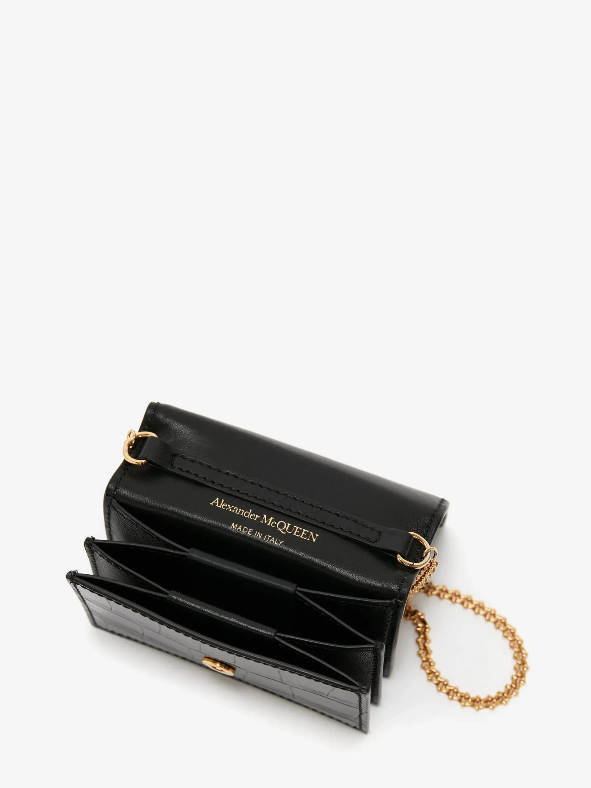 Online Alexander McQueen Women's Skull Card Holder With Chain in Black