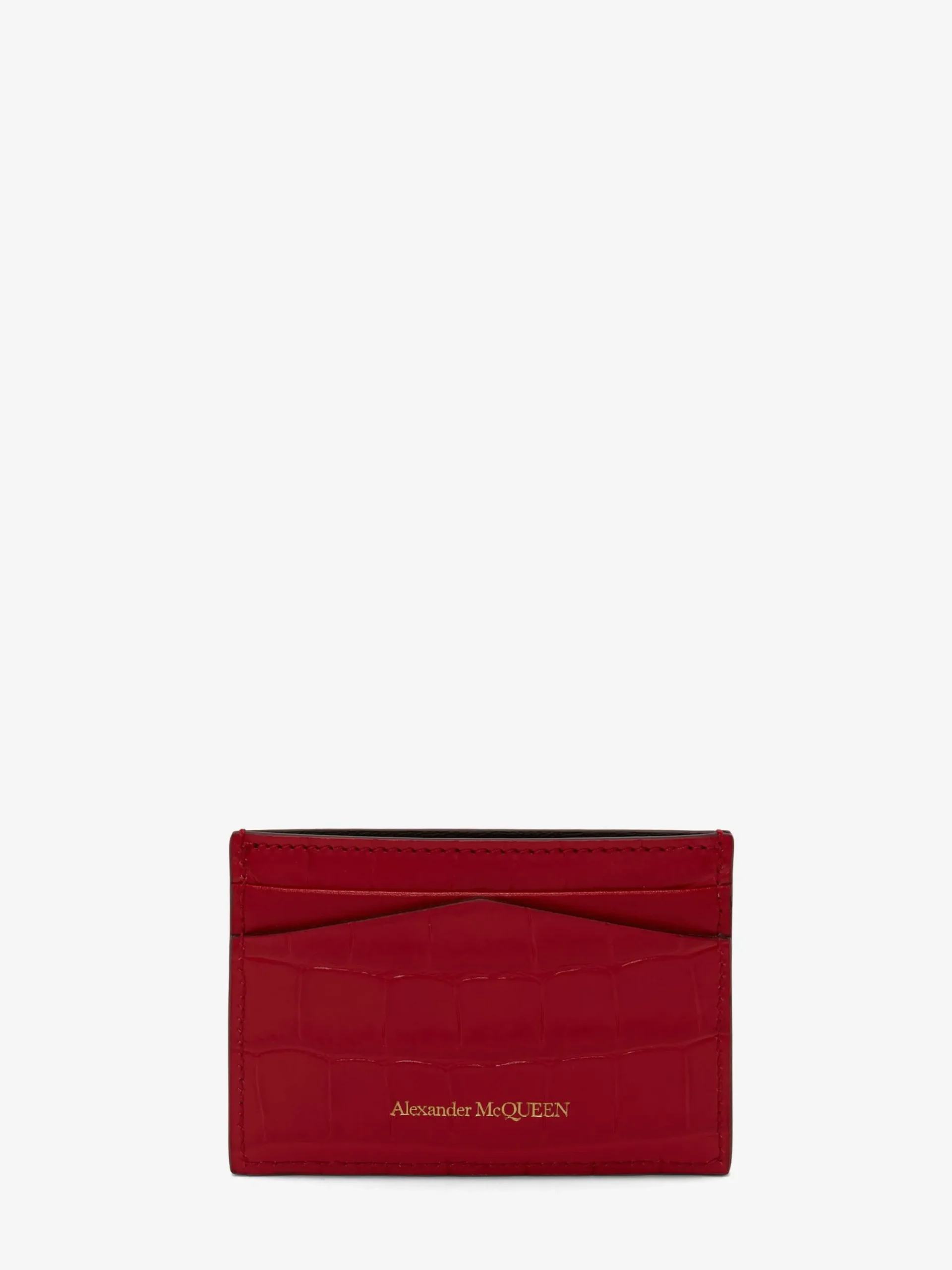 Store Alexander McQueen Women's Skull Card Holder in Oxblood