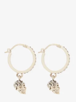 Cheap Alexander McQueen Women's Skull Mini Creole Hoop Earrings in Light Gold