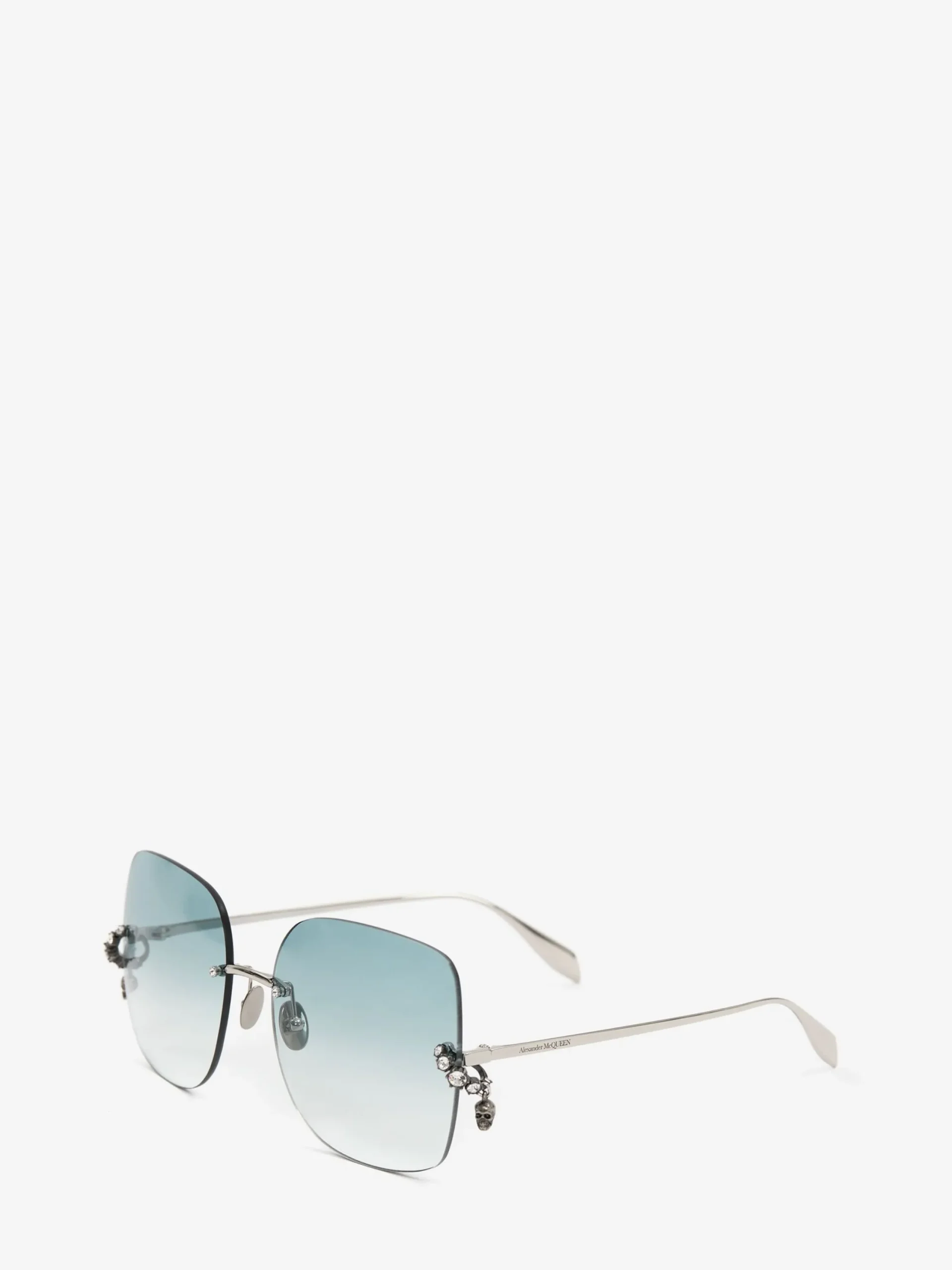 Discount Alexander McQueen Women's Skull Pendant Jewelled Sunglasses in Antique Silver