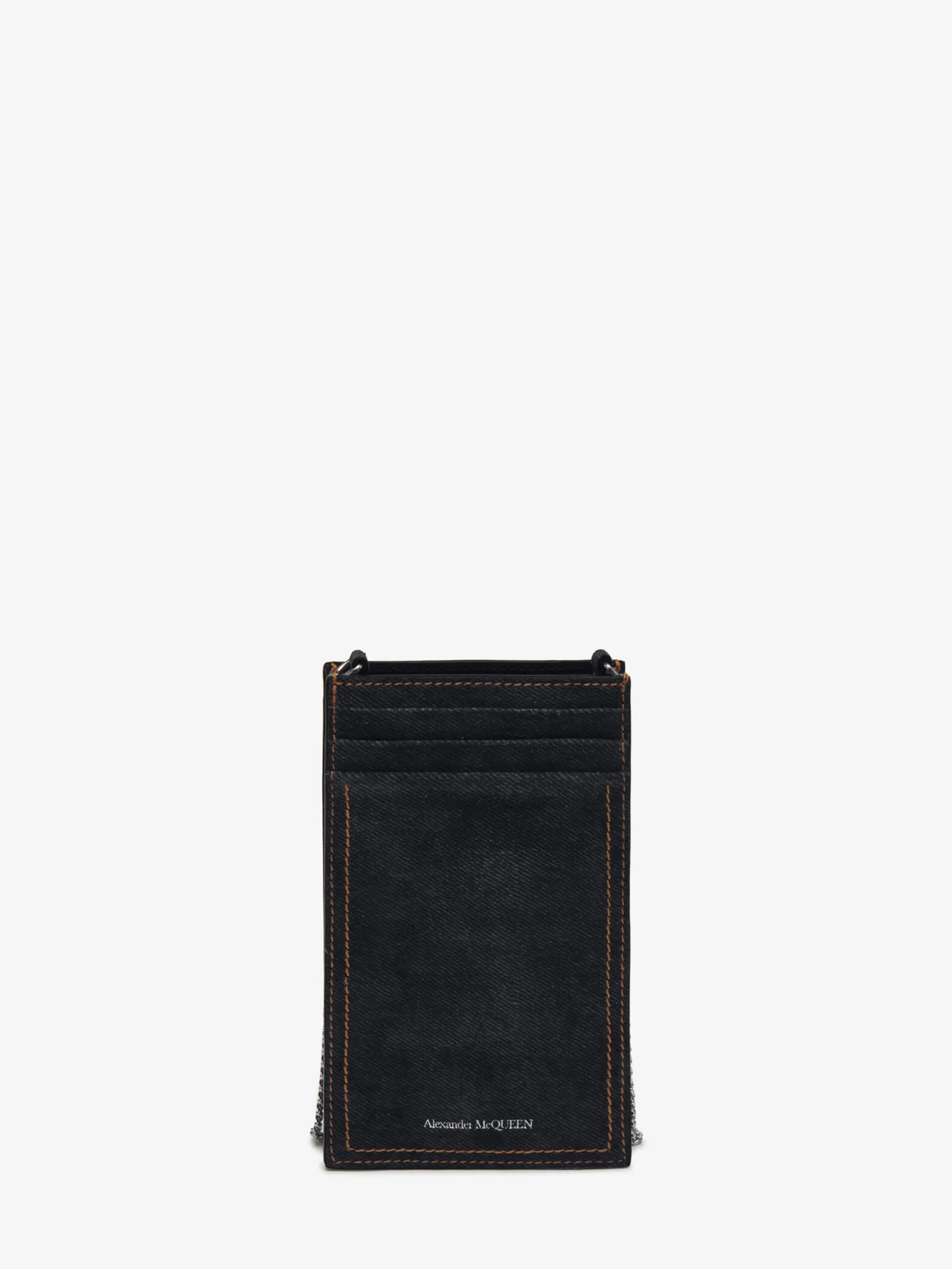 Outlet Alexander McQueen Women's Skull Phone Case With Chain in Denim