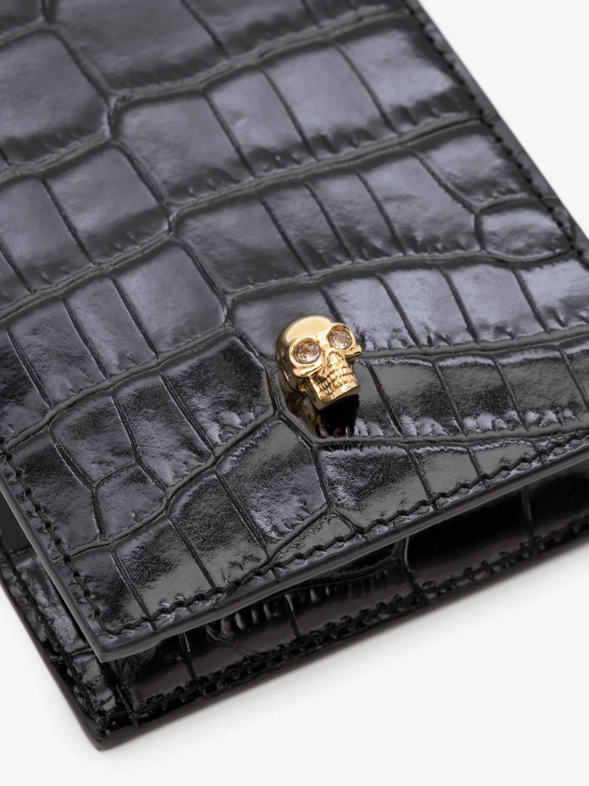 Discount Alexander McQueen Women's Skull Phone Case With Chain in Black