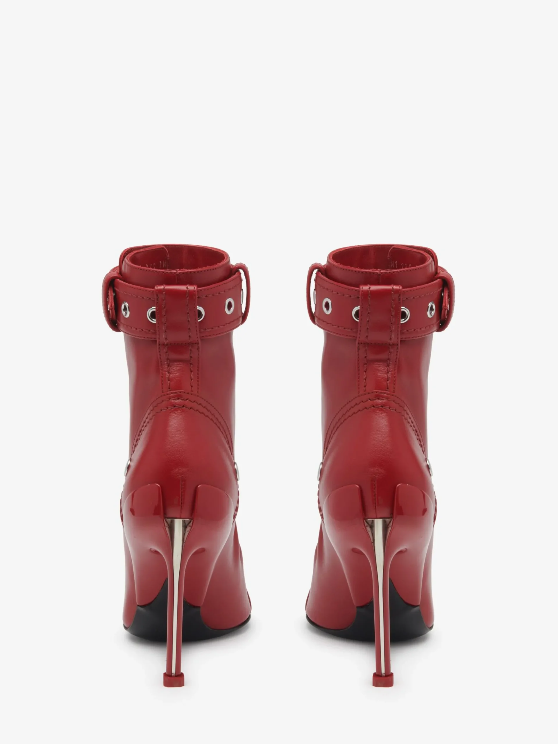 Outlet Alexander McQueen Women's Slash Biker Boot in Blood Red/Silver