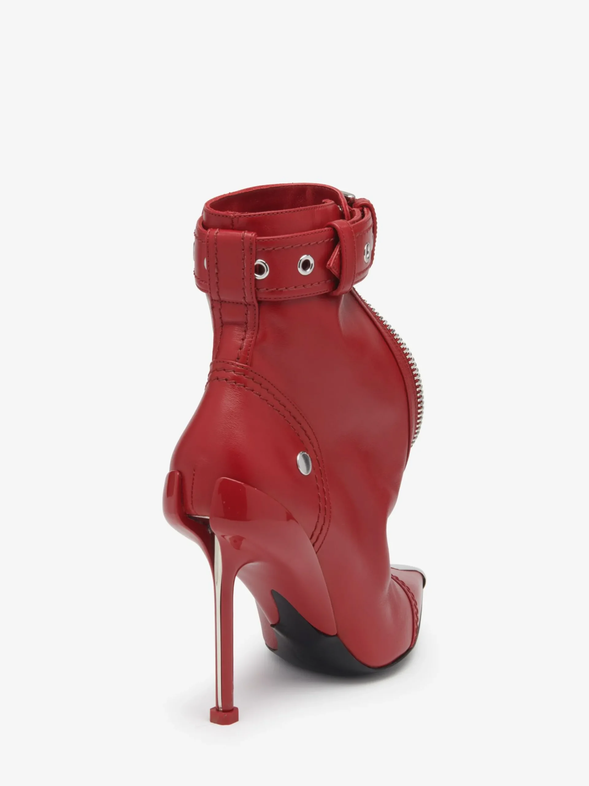 Outlet Alexander McQueen Women's Slash Biker Boot in Blood Red/Silver