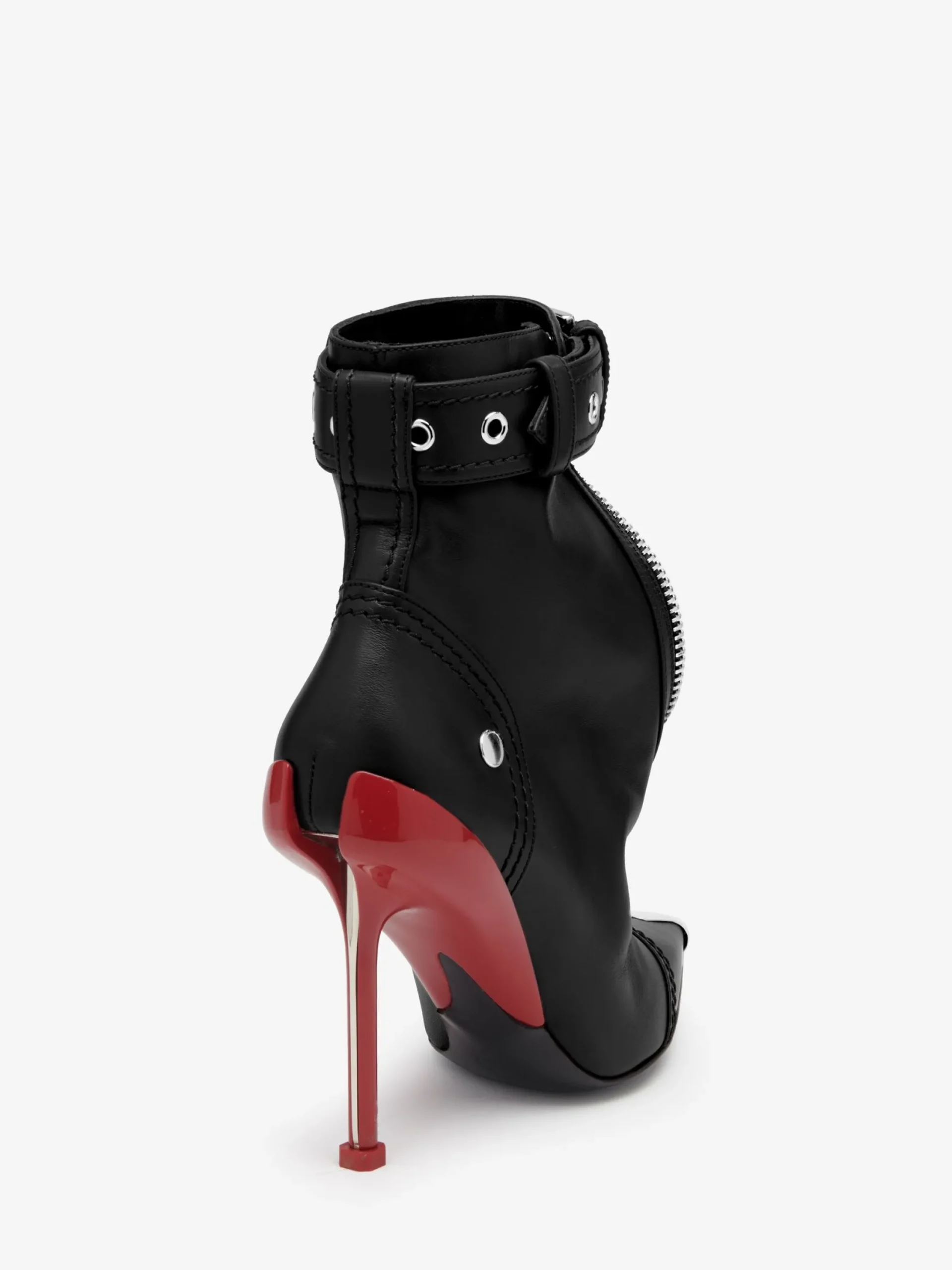 Hot Alexander McQueen Women's Slash Biker Boot in Black/Silver/Blood Red