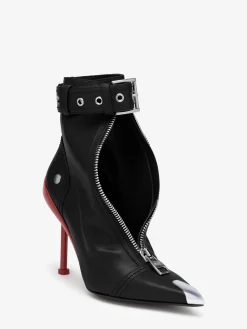 Hot Alexander McQueen Women's Slash Biker Boot in Black/Silver/Blood Red