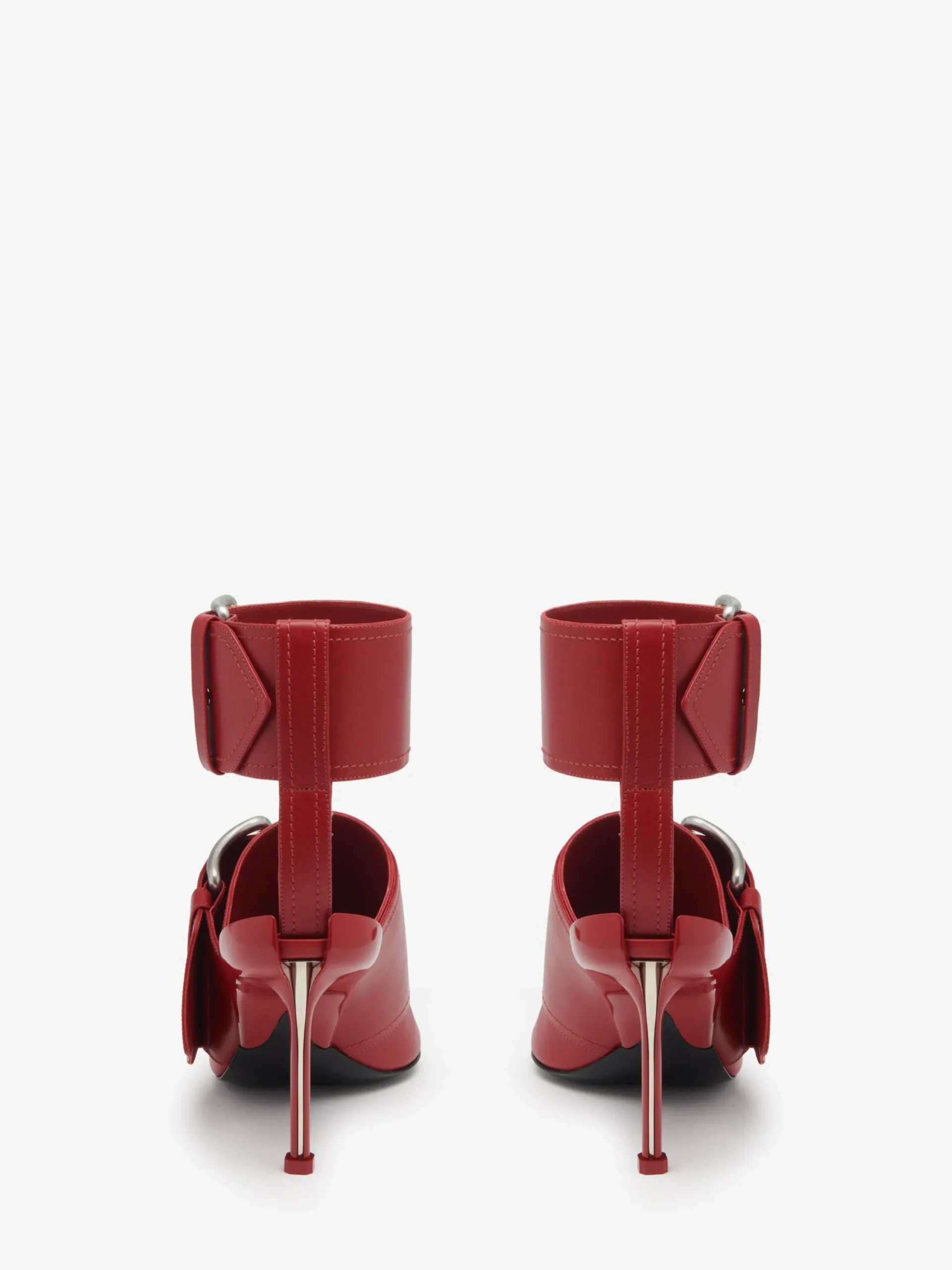 Best Alexander McQueen Women's Slash Buckle Sandal in Blood Red/Silver