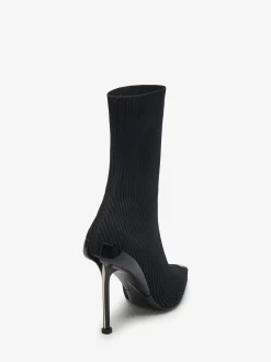 Best Sale Alexander McQueen Women's Slash Knit Boot in Black/Silver