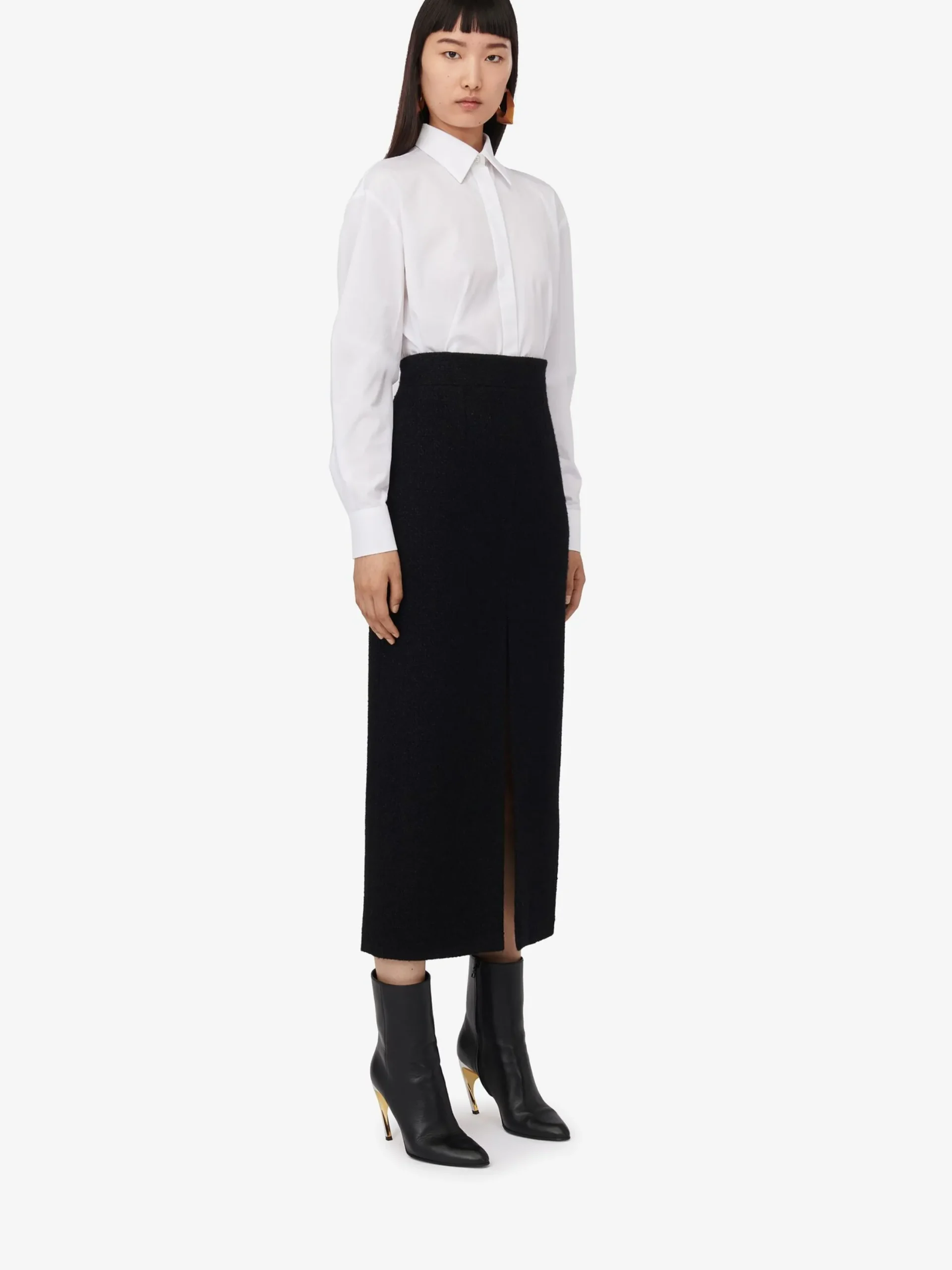 Sale Alexander McQueen Women's Slashed Pencil Skirt in Black