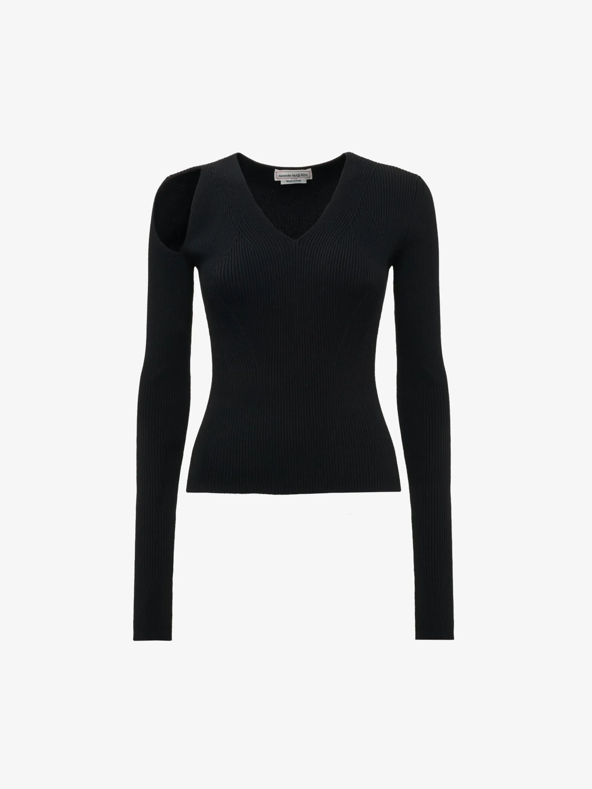 Best Sale Alexander McQueen Women's Slashed Ribbed-knit Jumper in Black