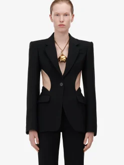 Best Sale Alexander McQueen Women's Slashed Single-breasted Jacket in Black