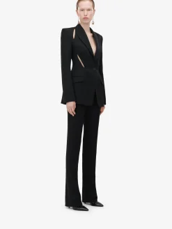 Shop Alexander McQueen Women's Slashed Single-breasted Jacket in Black