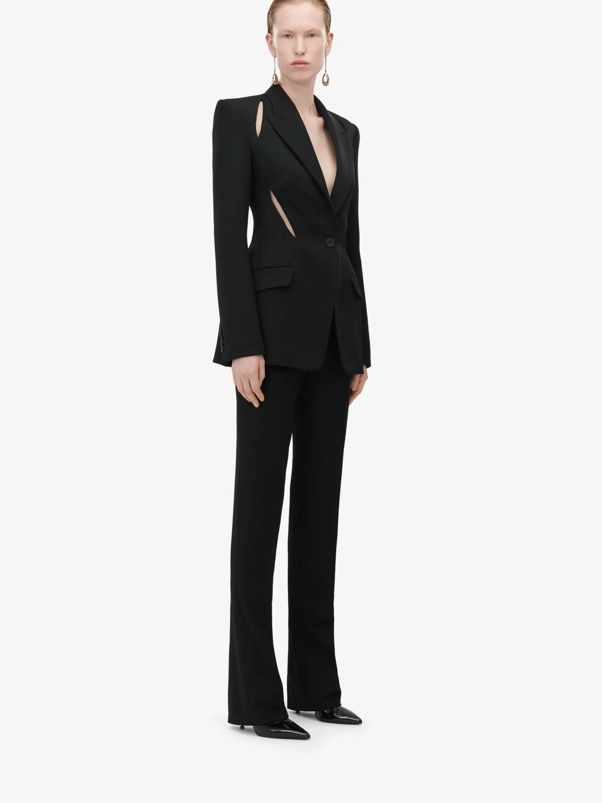 Shop Alexander McQueen Women's Slashed Single-breasted Jacket in Black