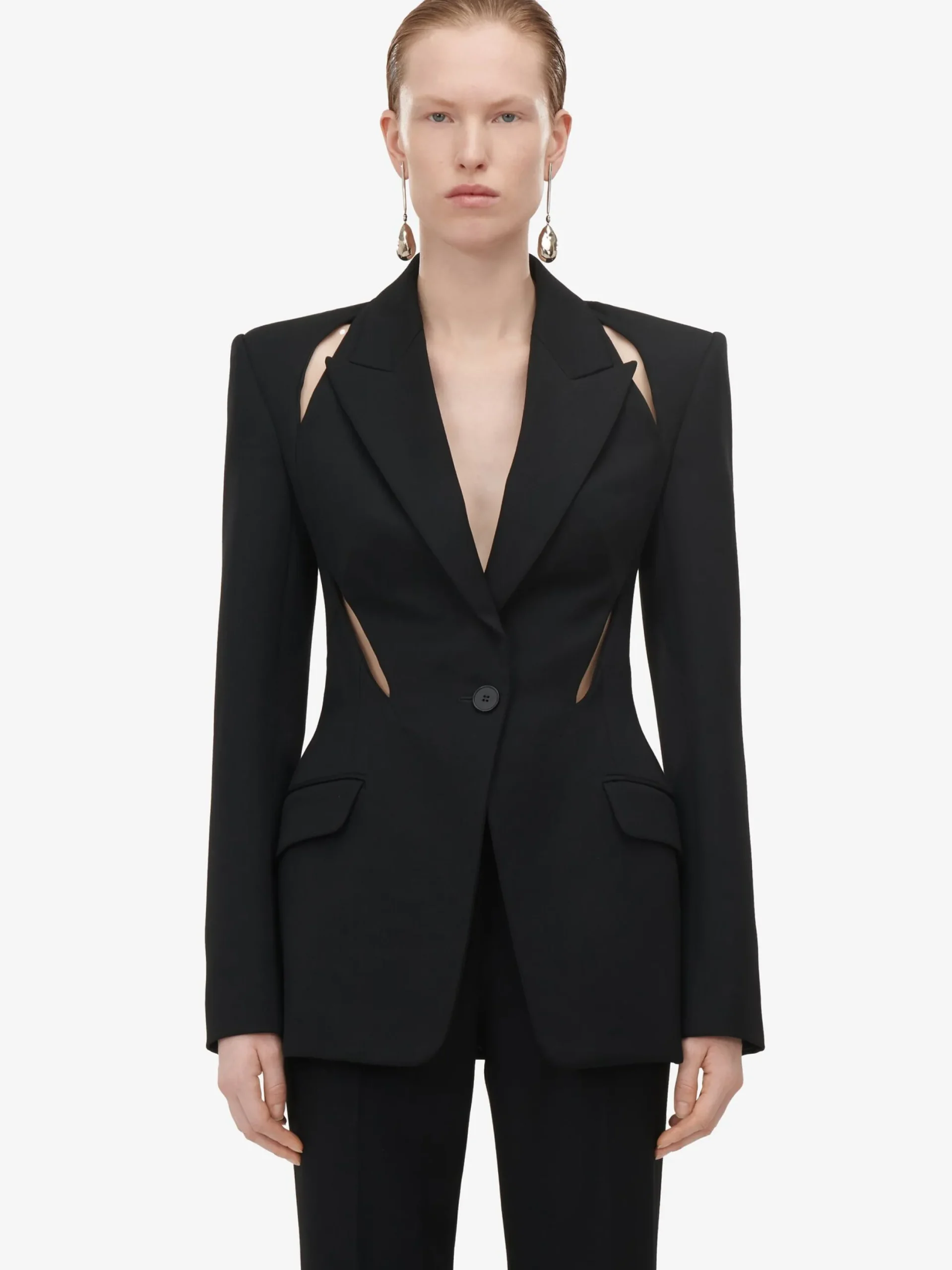 Shop Alexander McQueen Women's Slashed Single-breasted Jacket in Black