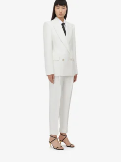 Clearance Alexander McQueen Women's Slim Peg Trousers in Optic White