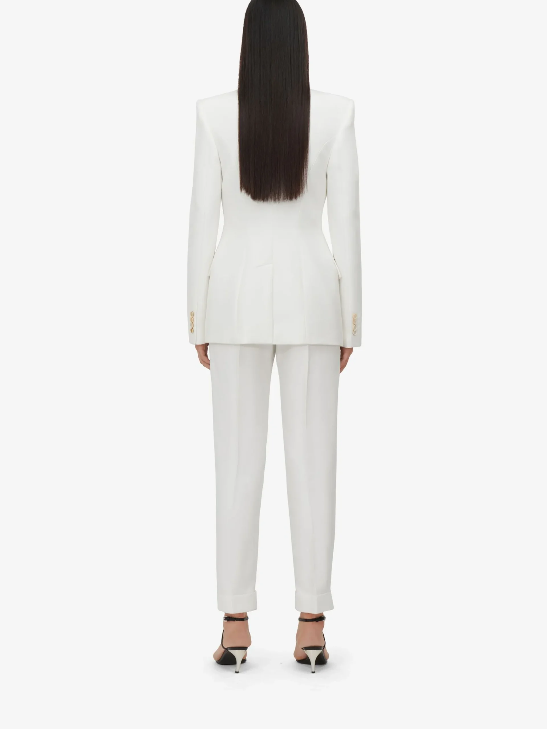 Clearance Alexander McQueen Women's Slim Peg Trousers in Optic White
