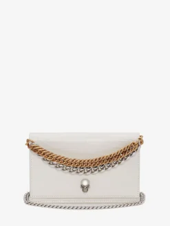 Store Alexander McQueen Women's Small Skull Bag With Chain in Ivory