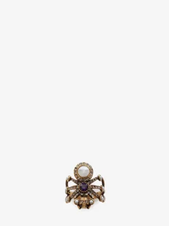 Online Alexander McQueen Women's Spider Ring in Antique Gold
