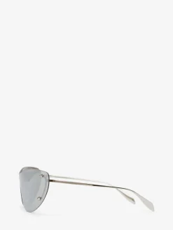 Best Alexander McQueen Women's Spike Studs Cat-eye Mask Sunglasses in Silver