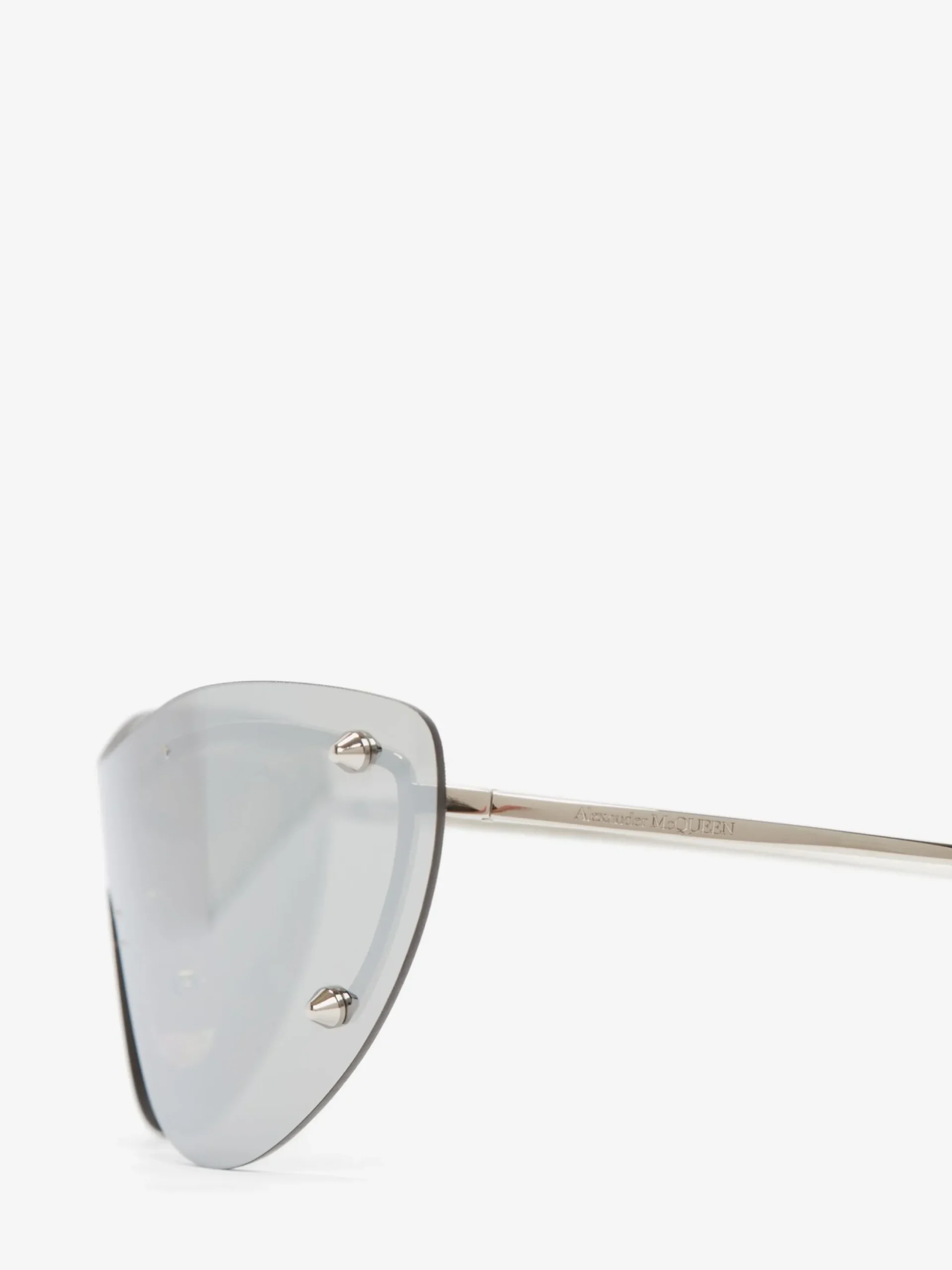 Best Alexander McQueen Women's Spike Studs Cat-eye Mask Sunglasses in Silver