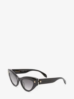 Shop Alexander McQueen Women's Spike Studs Cat-eye Sunglasses in Black