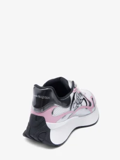 Flash Sale Alexander McQueen Women's Sprint Runner in White/Pale Pink/Black/Silver