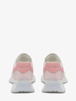 Clearance Alexander McQueen Women's Sprint Runner in White/Coral/ Powder Pink