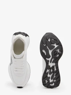 Cheap Alexander McQueen Women's Sprint Runner in White/Silver/Black