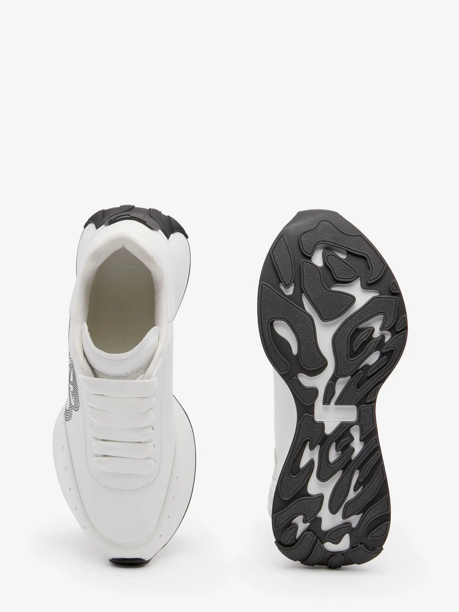 Cheap Alexander McQueen Women's Sprint Runner in White/Silver/Black