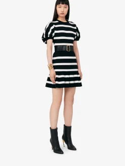 Store Alexander McQueen Women's Striped Cocoon Jumper in Black/Ivory