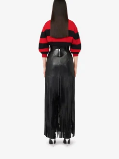 Hot Alexander McQueen Women's Striped Crew-neck Jumper in Red/Black
